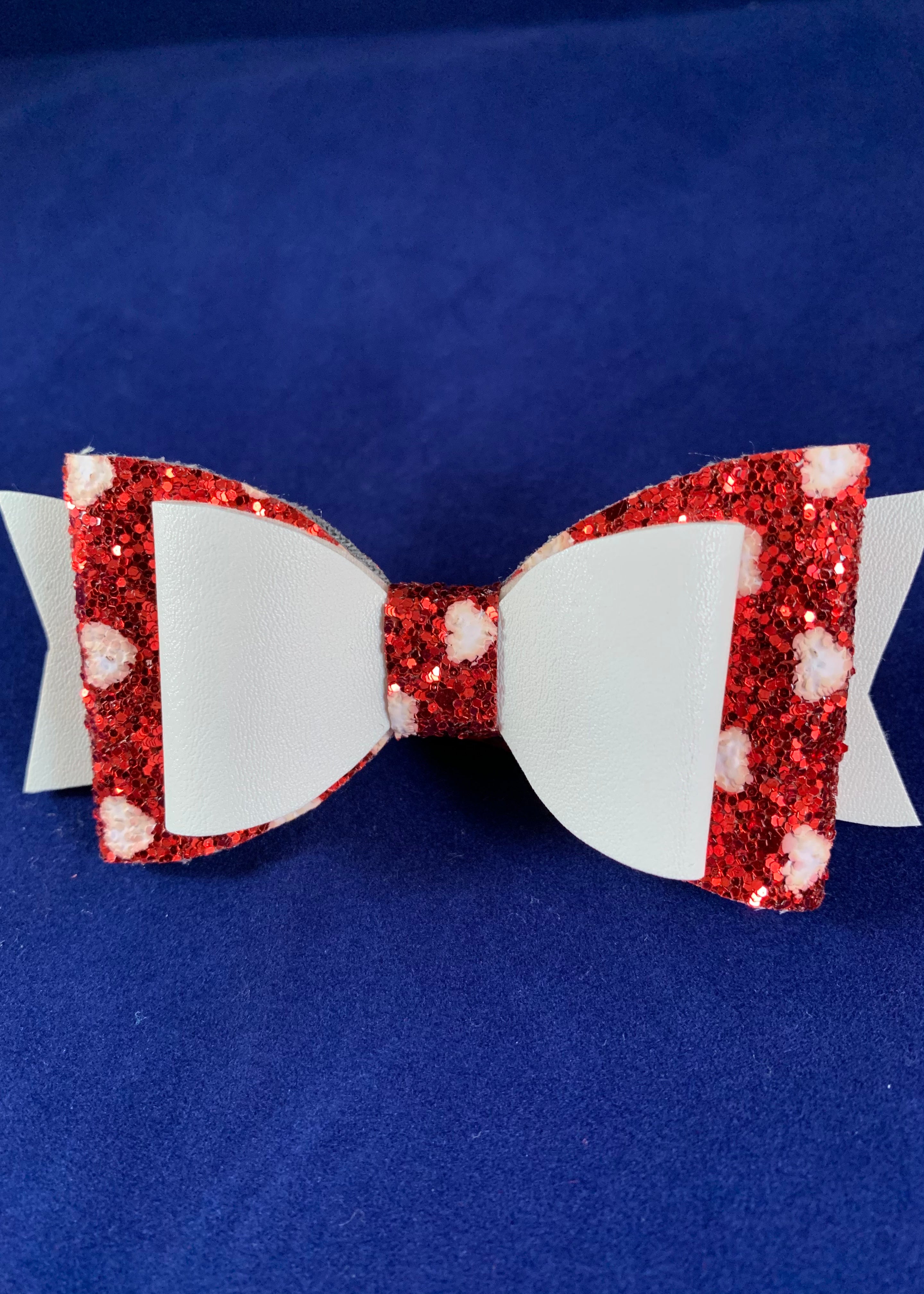 Heart Themed Faux Leather Bow