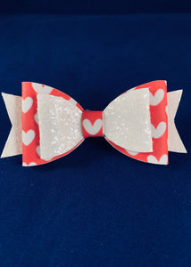 Heart Themed Faux Leather Bow